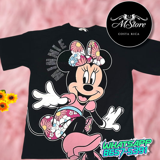 Blusón Oversize Minnie lazo con flore Tela Fria