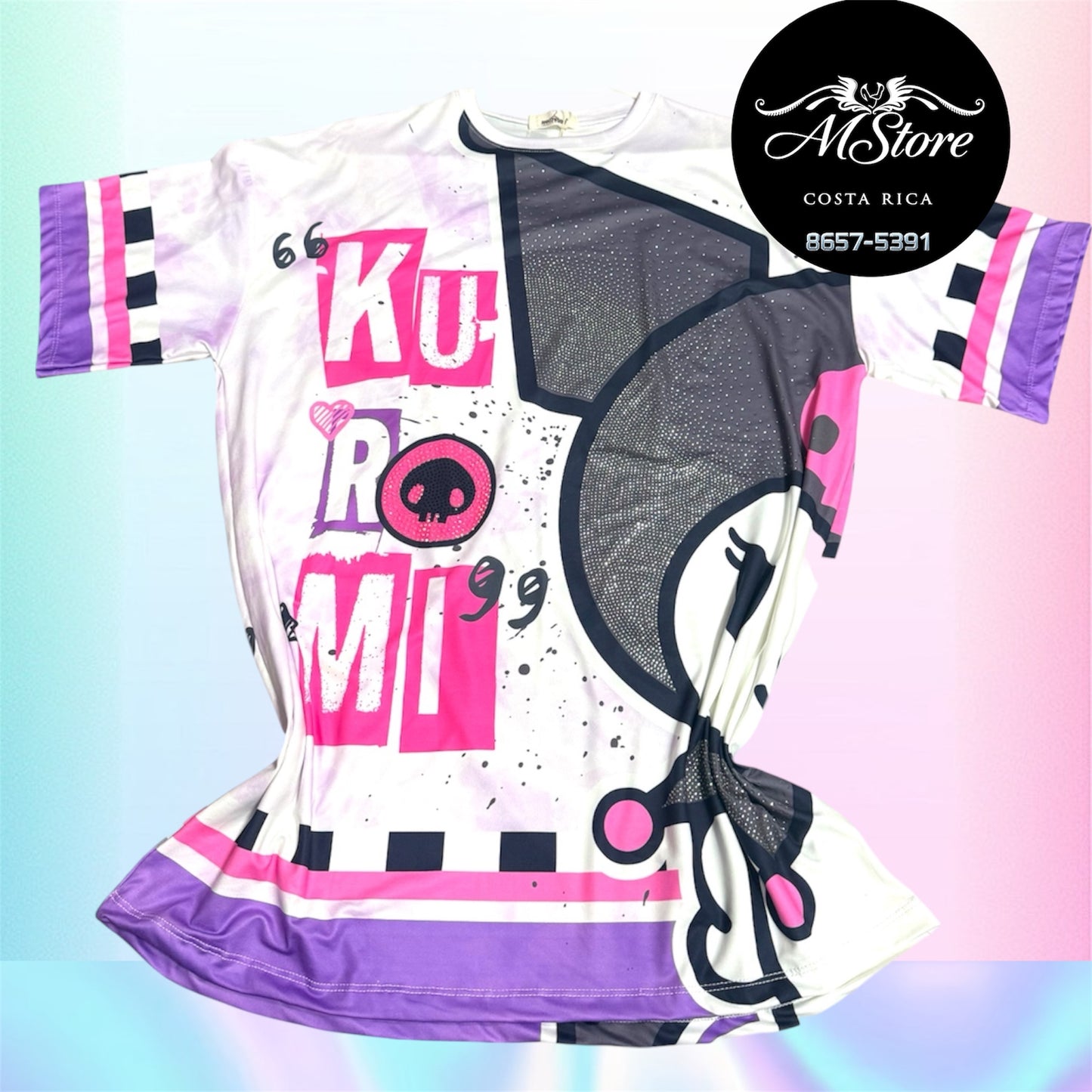 Blusón Oversize HKB Kuromi Asomando de durazno