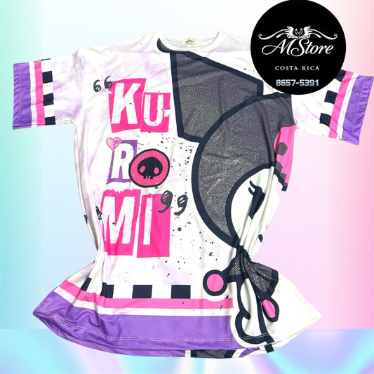 Blusón Oversize HKB Kuromi Asomando de durazno