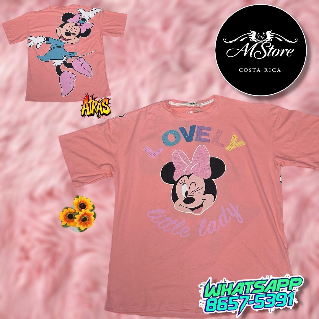 Blusón Oversize Minnie Lovely Rosa Tela Fría