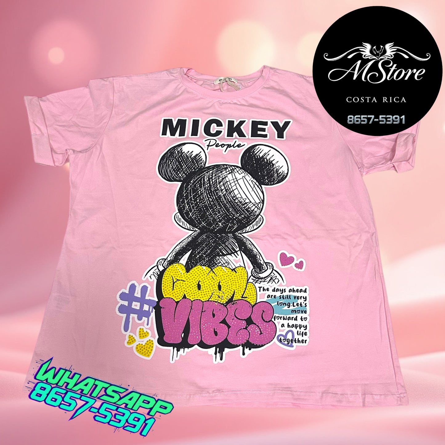 Corte L Mickey de espalda Rosa Tela Fría