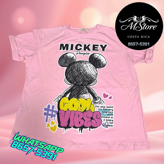 Corte L Mickey de espalda Rosa Tela Fría