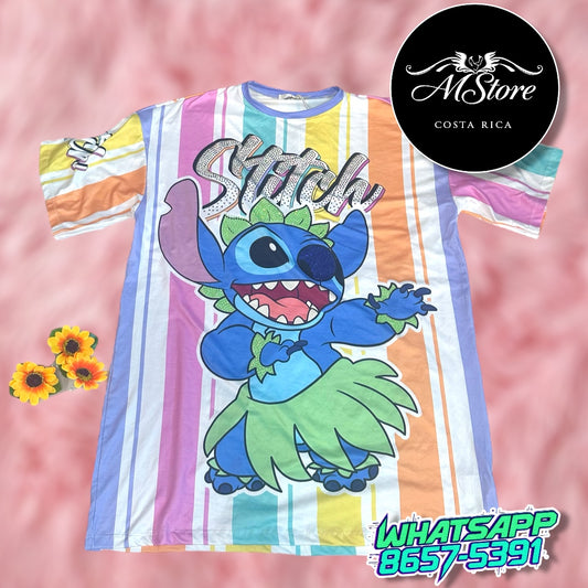 Blusón Oversize Stitch aloha rayas  Tela Piel de Durazno