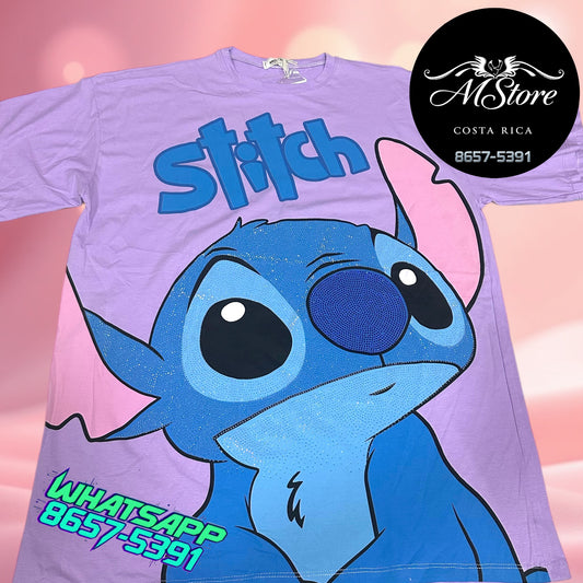 Blusón Oversize Stitch Ojotes Lila Tela Fría