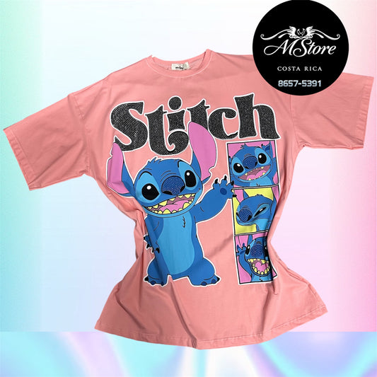 Blusón Oversize St Stitch Saludando Palo Rosa Tela Fría