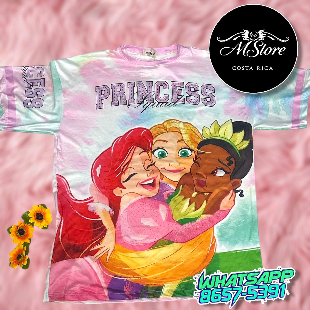 Blusón Oversize Ariel Rapunzel Tiana Pastel Tela piel de Durazno