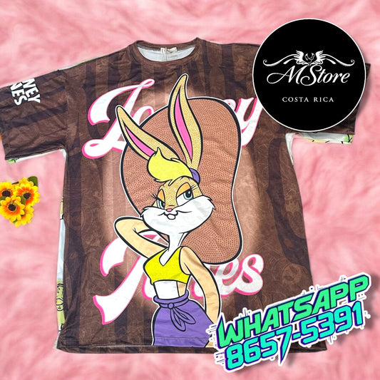 Blusón Oversize Lola Bunny Cafe Tela Piel de Durazno