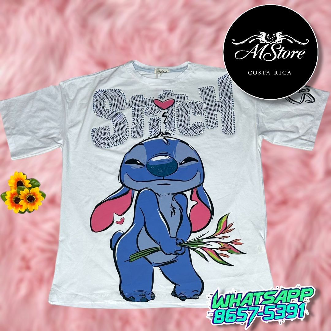 Blusón Oversize Stitch Ramo Blanco Tela Fría