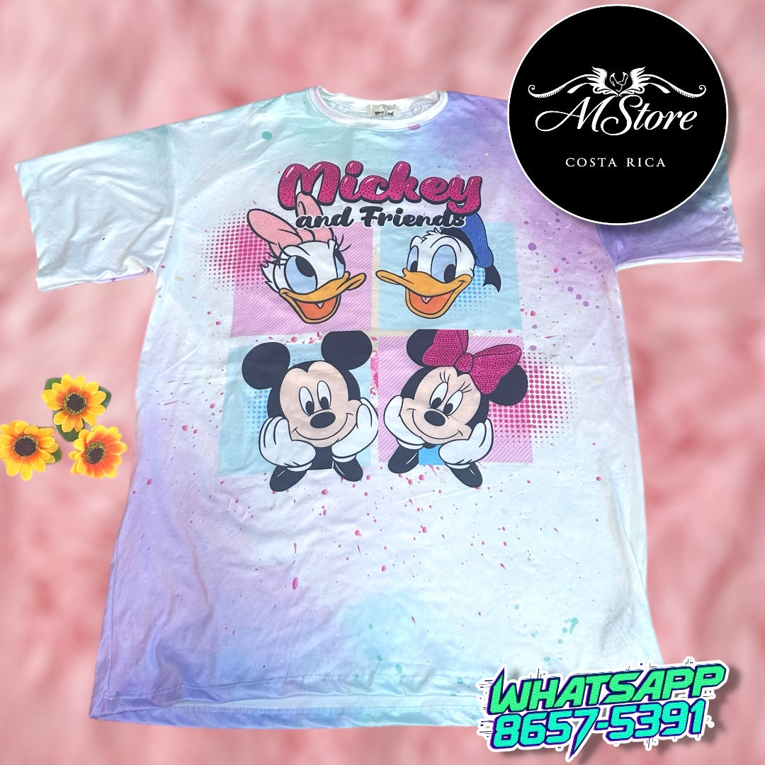 Blusón Oversize Mickey and friends Tela Piel de Durazno