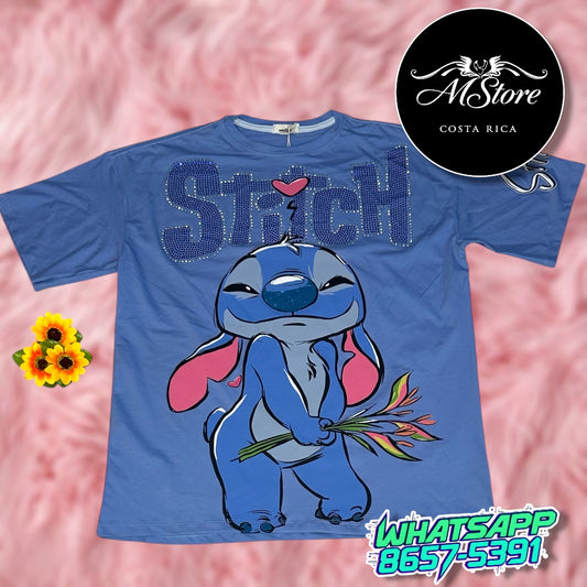 Blusón Oversize Stitch Ramo Celeste Tela Fría