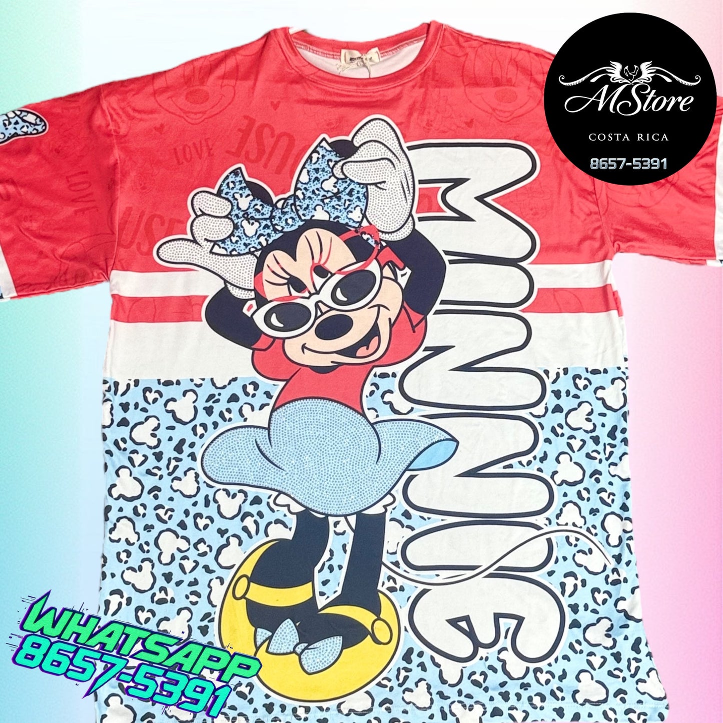 Blusón Oversize MMB Minnie Roja Print Tela Piel de Durazno