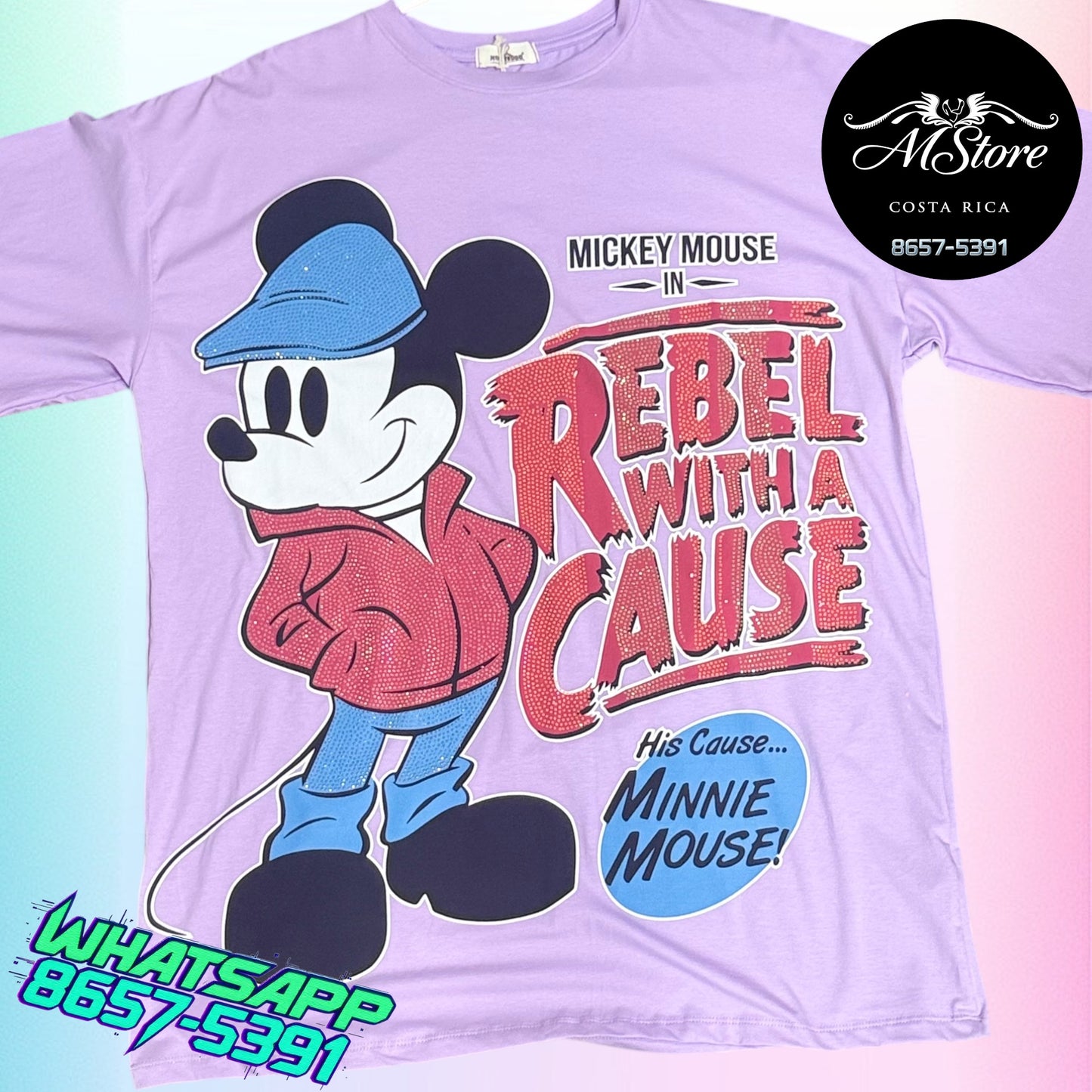 Blusón Oversize MMB Mickey Rebel Lila Tela Fria