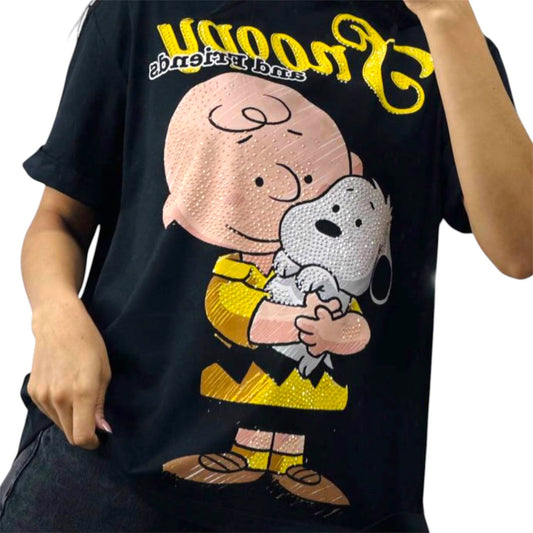 Blusa Corte L Snnopy Charlie Negro