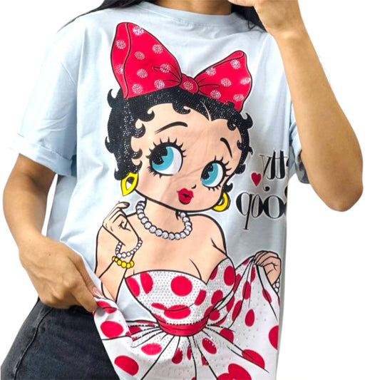 Blusa Corte L Betty Boo Lazote Celeste