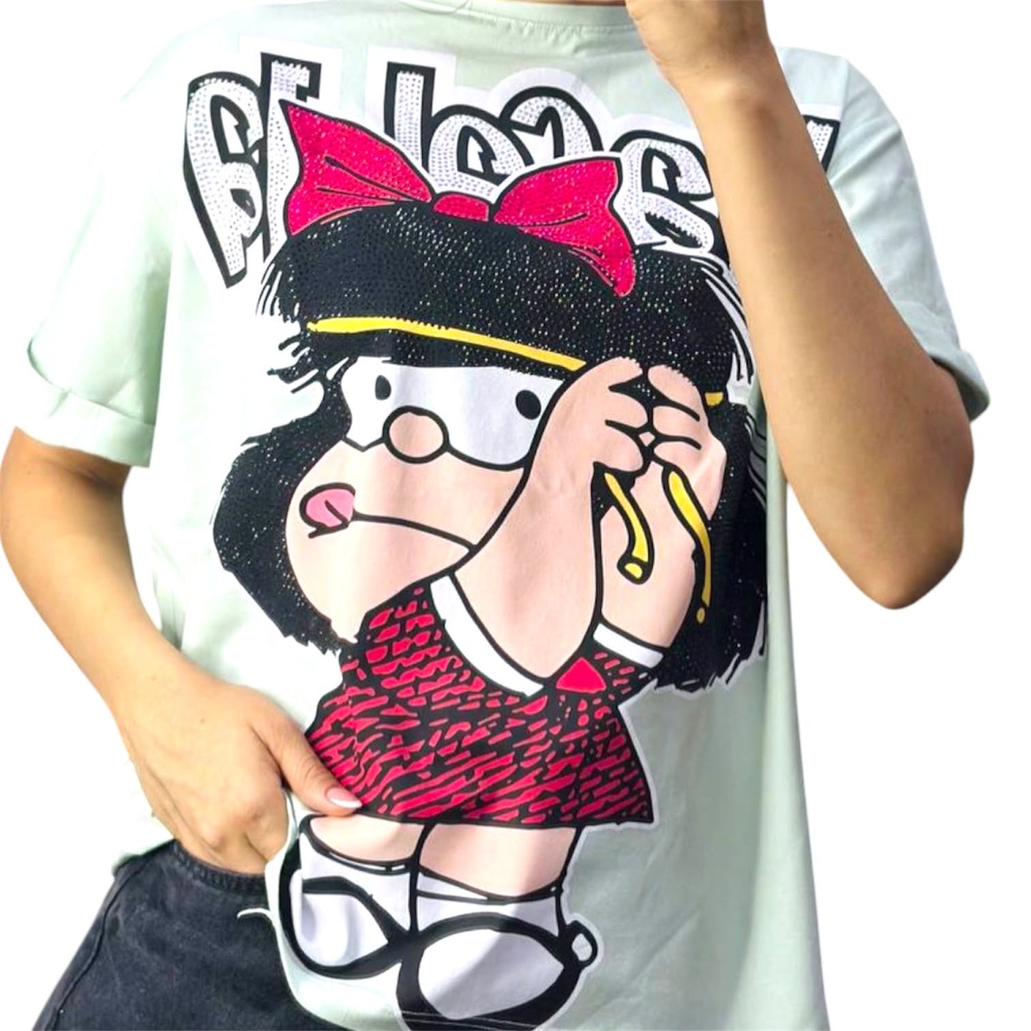 Blusa Corte L Mafalda Peinándose Pistacho