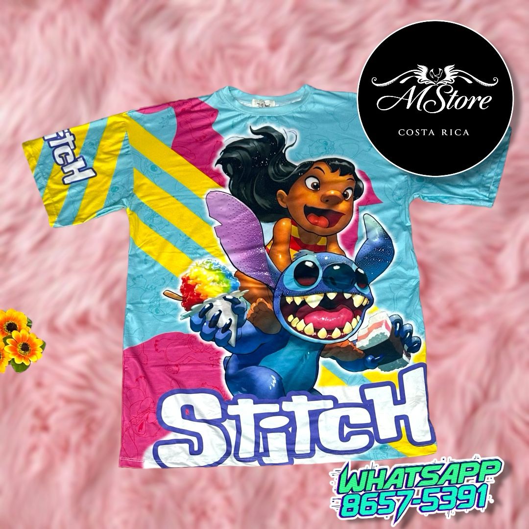 Blusón Oversize Stitch Lilo Celeste Amarillo Rosa Tela Piel de Durazno