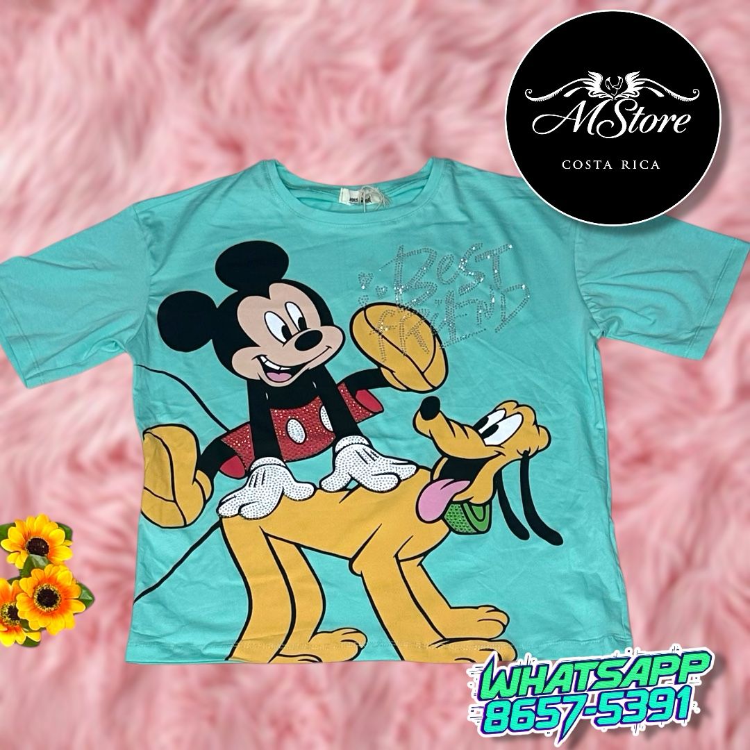 Corte L Mickey Pluto Menta Tela Fría