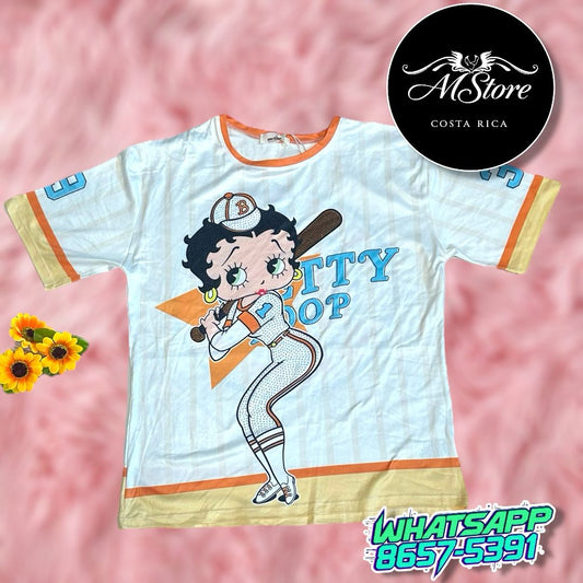 Corte L Betty boop blanco naranja Tela piel de Durazno