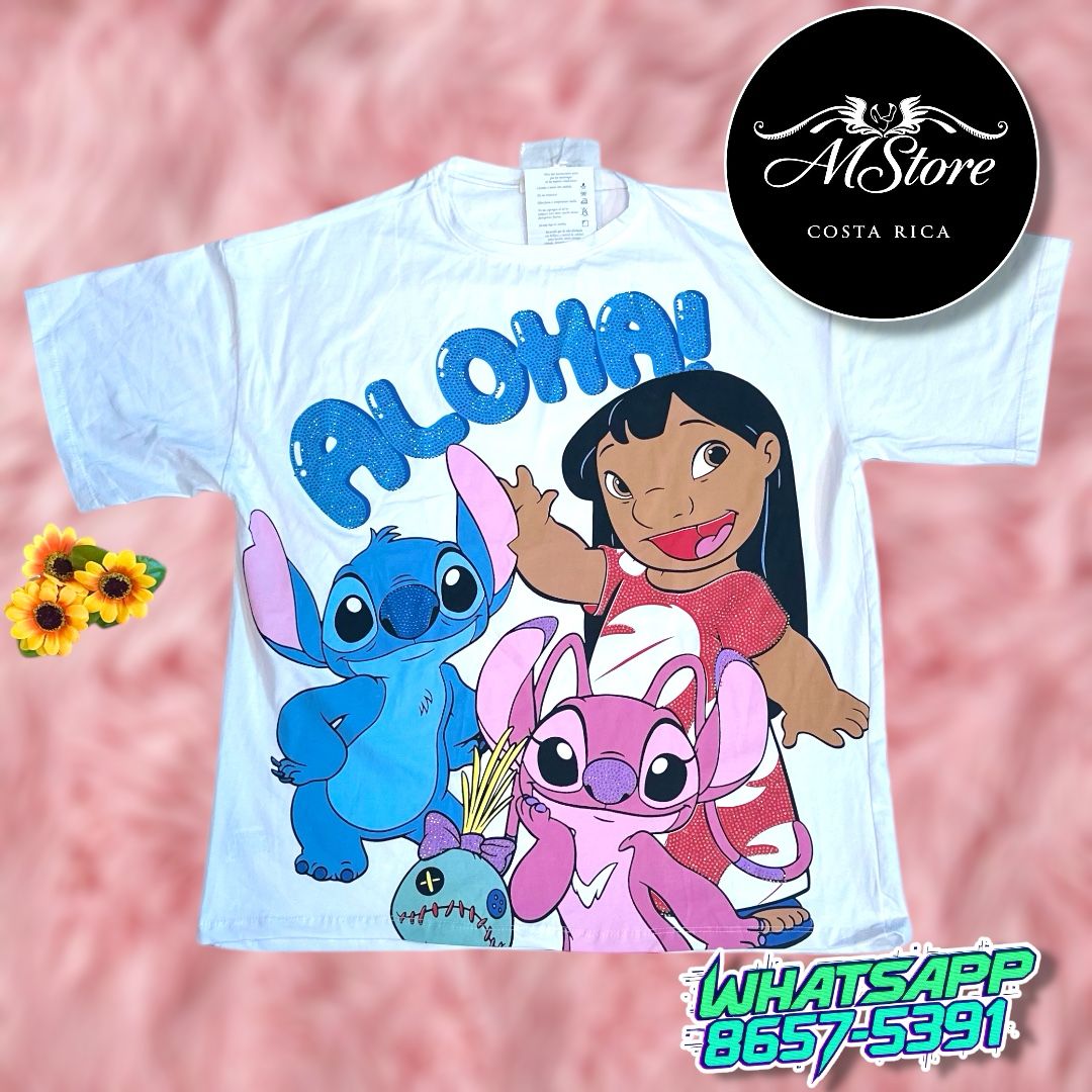 Corte L Stitch Lilo blanco Tela Fría