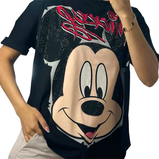 Blusa Corte L Mickey -letras rojas-